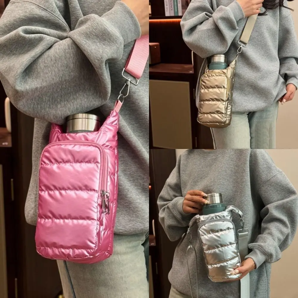 Winter Portable Water Bottle Bag Shoulder Bag Waterproof Thermal Vacuum Mug Cup Sleeve Adjustable Shoulder Strap Durable