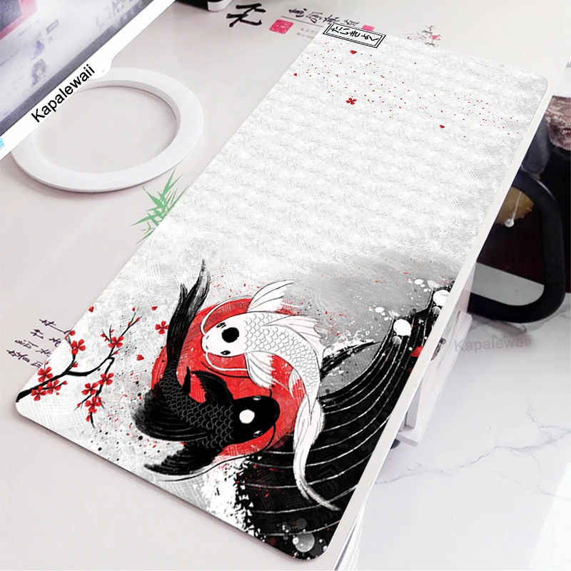 Imagem -03 - Anime Preto Peixe Grande Gaming Mouse Pad Gamer Mousepad Bonito Kawaii Mouse Pad Otaku Bloqueio Edge Grande Fashion Laptop Notebook Tapetes de Mesa Xxl