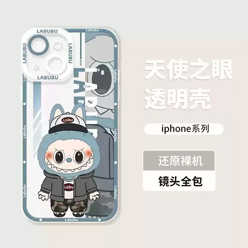 Cartoon Labubu Couples Phone Case For Xiaomi Redmi Note 14 13 12 12C 11 10 10C 13C 10s Pro Plus Max 4G 5G Transparent Cover image 4