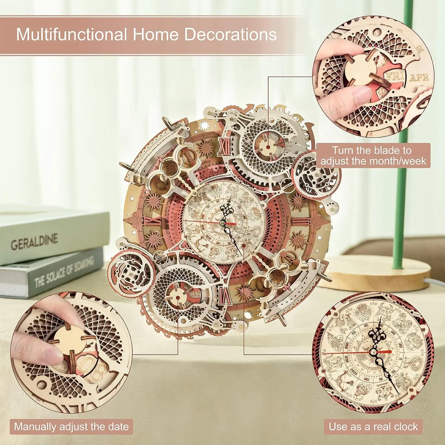 Robotime Wall Clock 3D Wooden Puzzle Wooden Set Mechanical Building Kits Wooden Puzzle Game Children Gift Best Christmas Gift