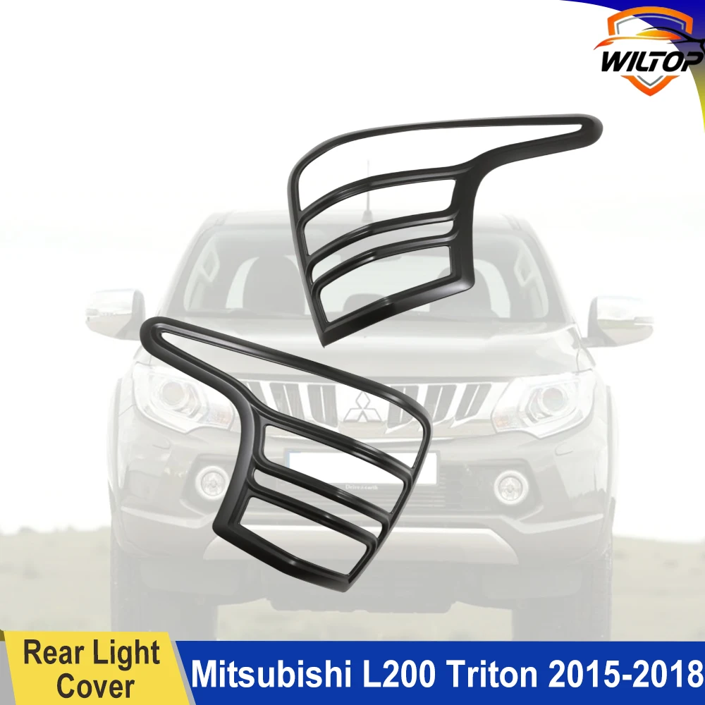 Tail Light Covers Trim for Mitsubishi Triton L200 2015-2018 Ram 1200 ABS Matte Black Rear Lamp Hood Car Exterior Accessorie