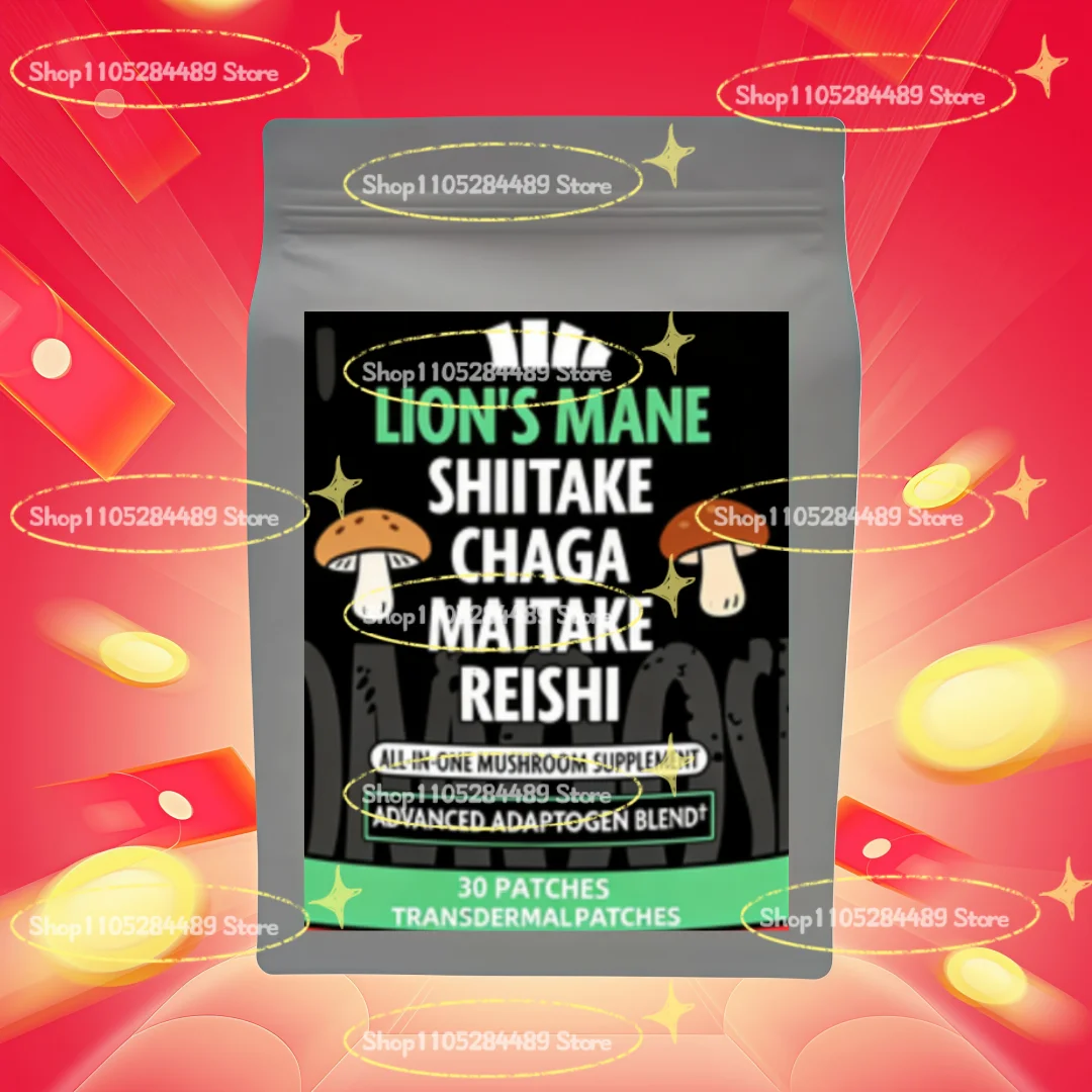 5 In 1 Mushroom Complex Transdermal Patches Lion's Mane, Chaga, Maitake, Shiitake, Reishi Focus & Memory Support 30 Patches