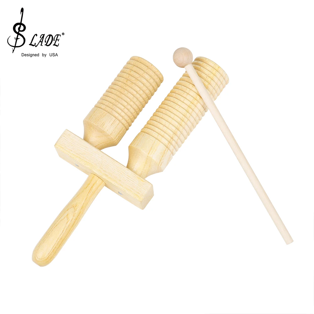 SLADE juguetes musicales para niños pequeños, instrumento Musical de percusión Maracas de tubo de doble tono ambiental de madera, regalo para niños con palo