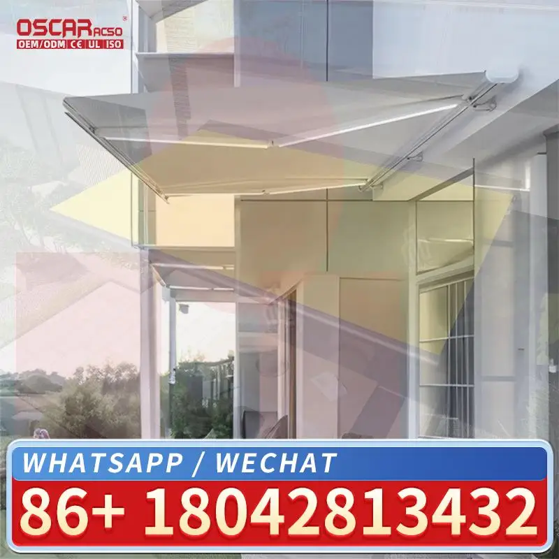 

Электрический полнокассетный солнцезащитный навес с шарнирной опорной рамой из алюминиевого сплава для садов шириной до 6 м, для улицы, патио, заднего двора