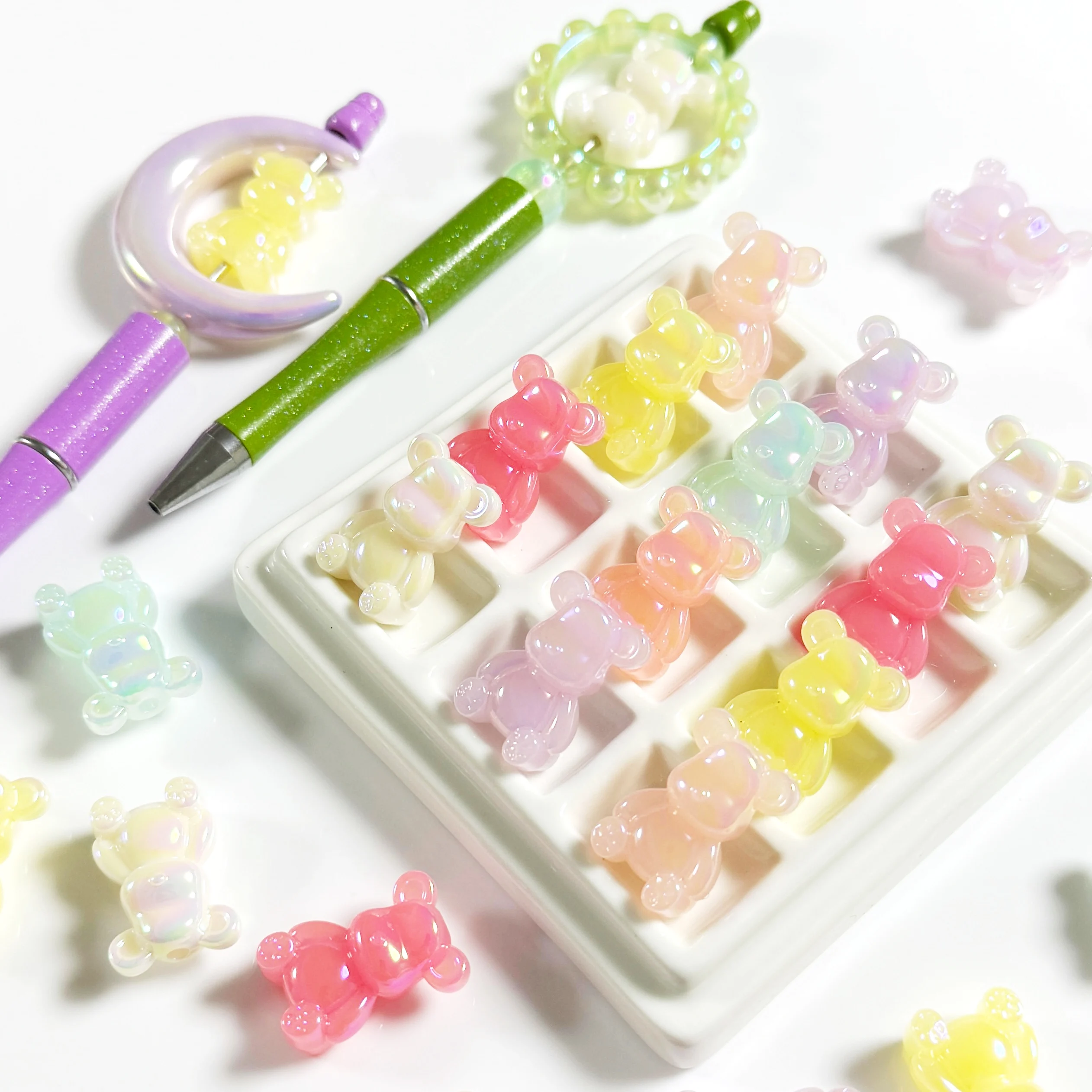 Kawaii Cute Small Jelly Bear Beads For Jewelry Making DIY Decorations Bracelet Necklace Charms Beadable Pens Hairpin Accessories