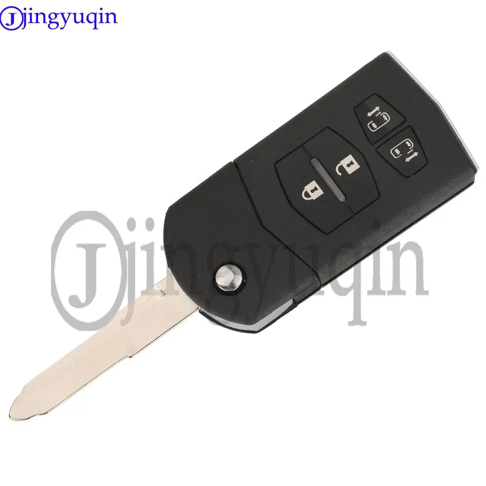 Jingyuqin 4 Buttons Flip Car Key Shell For Mazda 2 3 5 6 M5 M6 CX-5 CX-6 2004+ Folding Auto Case Housing Replacement MAZ24