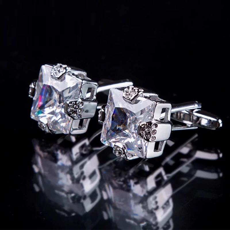 

KFLK French Shirt Cufflinks for Men Women Brand Blue Crystal Cuff links Luxury Wedding Button High Quality Guests