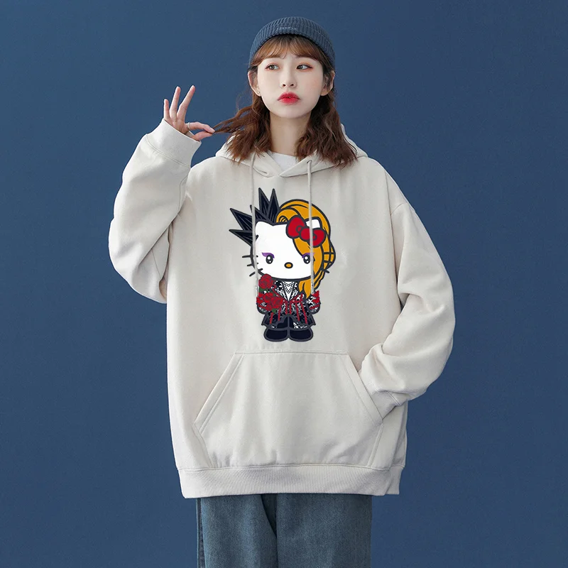 Sanrio Yoshi Kitty Men's and Women's Hoodie Casual Street Clothing Long sleeved Sweatshirt Boys and Girls Autumn Top Coat