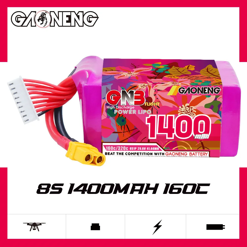 GNB 8S 29.6V 1400mAh 160C/320C LiPo Battery For Racing Drone FPV Quadcopter Helicopter Model Parts 29.6V Rechargeable Battery