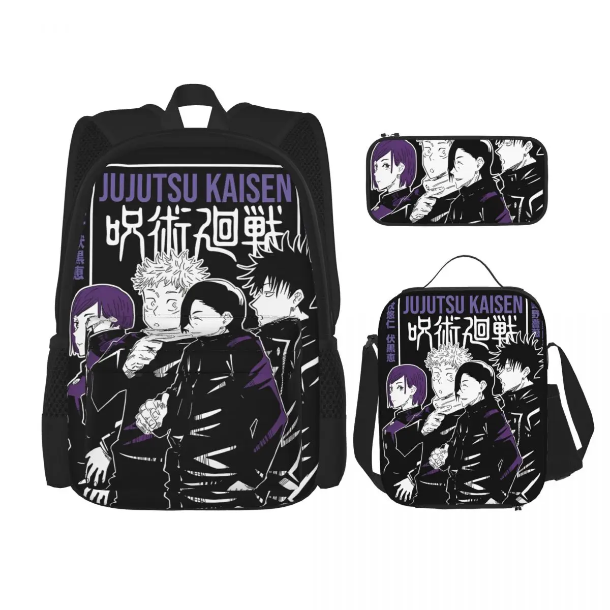 

Jujutsus Kaisens Anime 3pecs/set Backpack for Boys Girls Laptop Computer Shoulder Bag Lunch bag Pencil Case