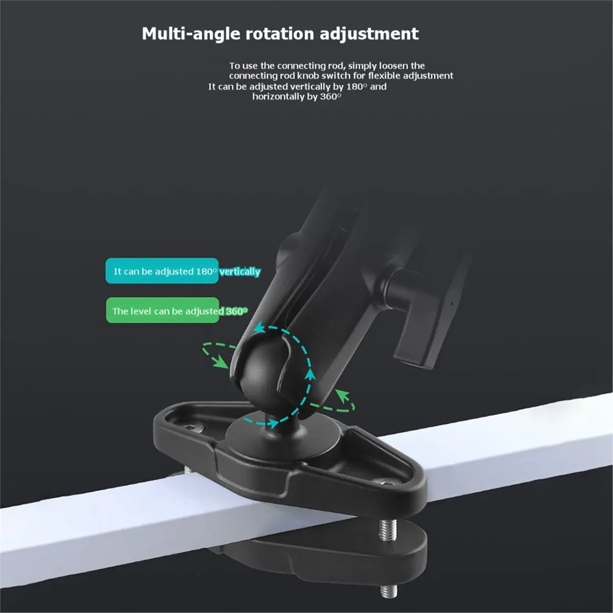 618 Mega Sale Aluminum Grab Bar Clamp Mount Base with 1.5'' Ball for RAM Mounts 1.5 Inch and Ball Double Socket Arm