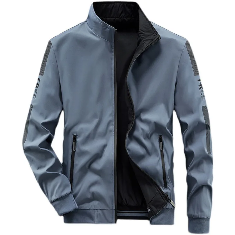 

New Men's Standing Collar Casual Solid Color Jacket Men's Youth Thick Double-sided Wear Loose Versatile Jacket