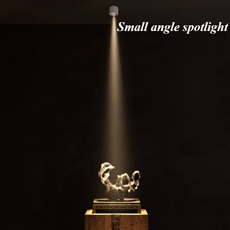 Museum Spotlight Surface Mounted Ultra-thin Small Angle 3W Tea Room Ambient Light 8 Degrees and 15 Degrees Dining Table Museum