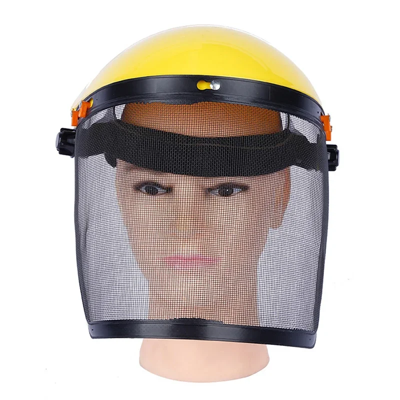 Garden Enge-Casque de sécurité pour tondeuse, chapeau en acier inoxydable, masque de protection intégral en maille, débroussailleuse, outils de protection forestière