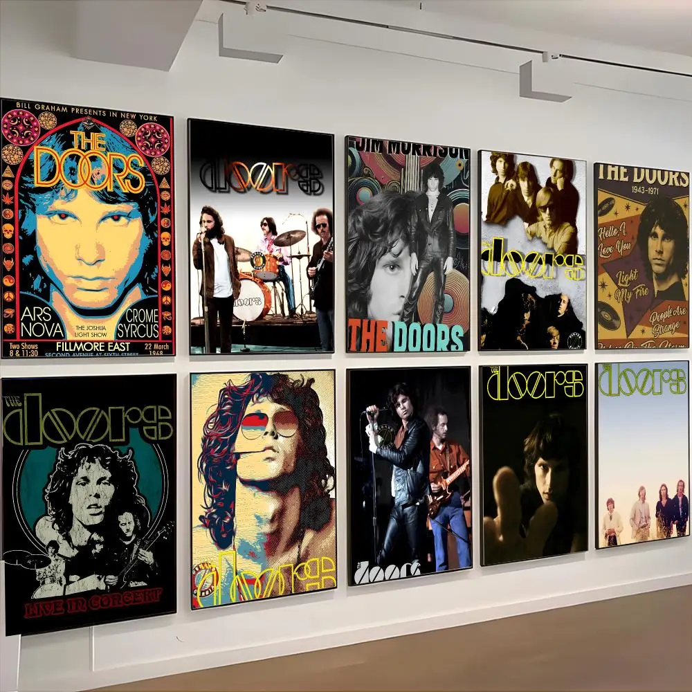 Psychedelic T-The Doors Poster Retro Kraft Paper Sticker DIY Room Bar Cafe Aesthetic Art Wall