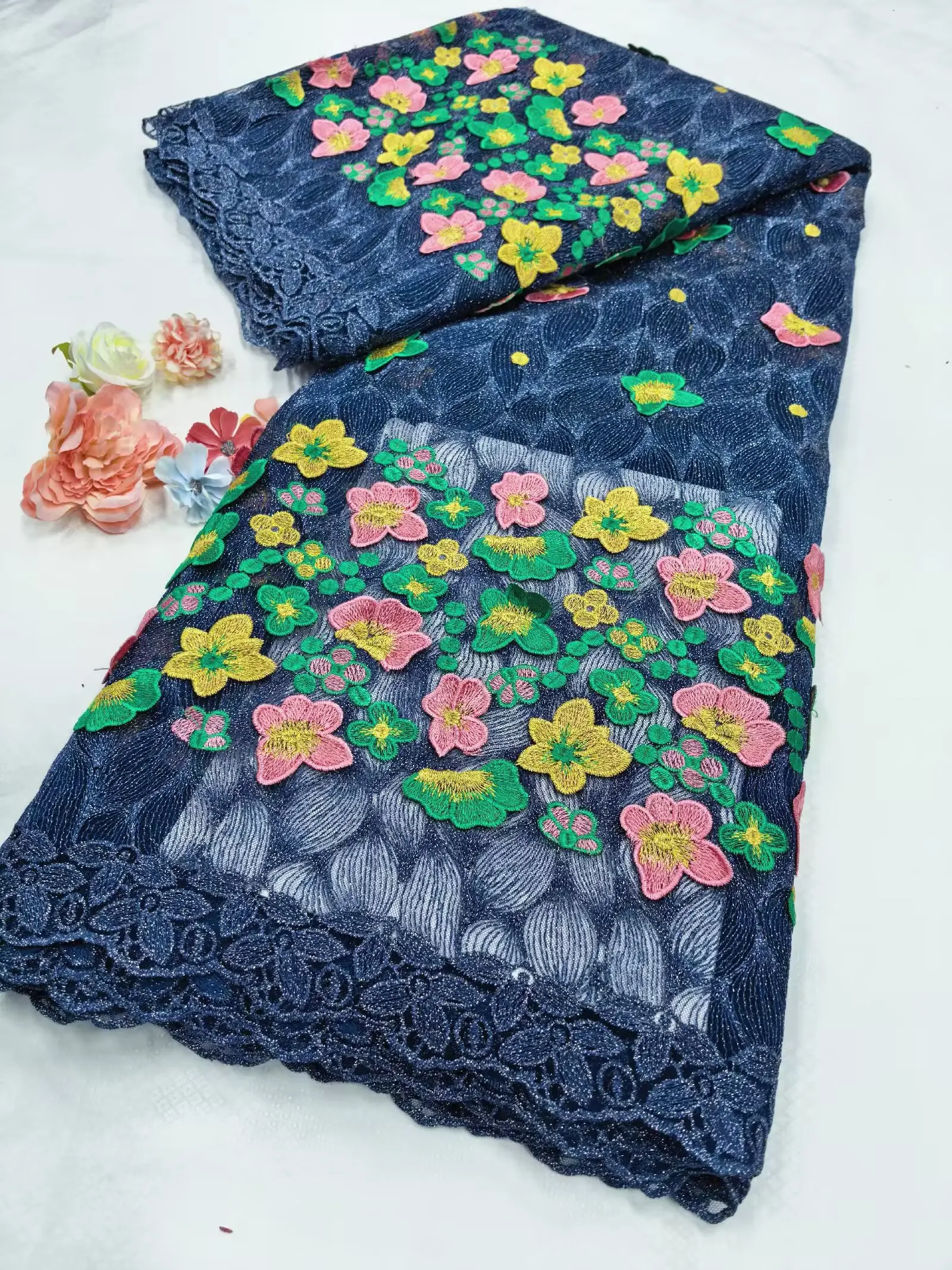 

5 Yards Exclusive Luxury 3D Applique Unique Design French Water-Soluble Lace Fabric For Party Dresses 16A63