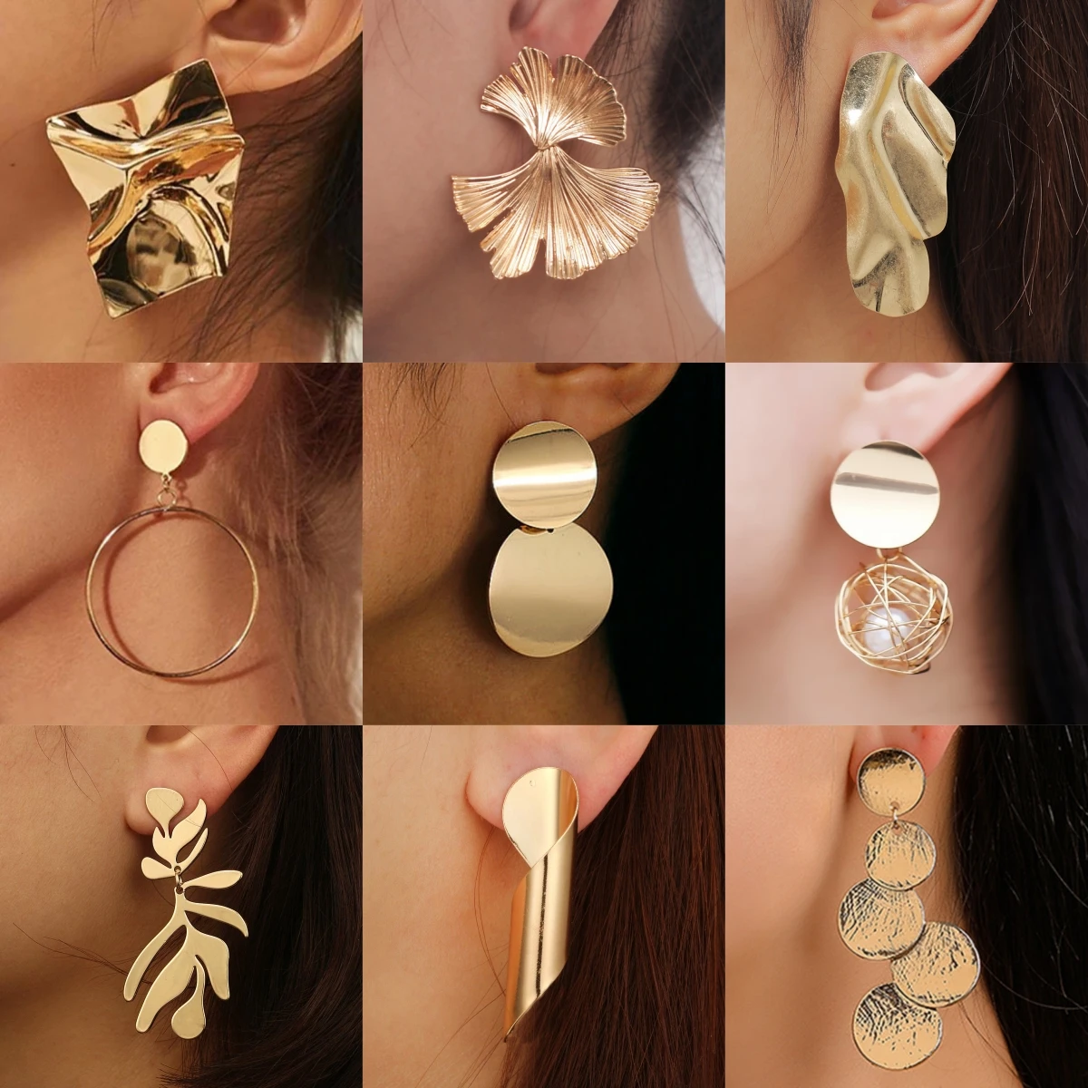 Korea Pearl Earrings 2024 For Women Round Geometric Statement Vintage Gold Color Stud Earrings Fashion Jewelry Earring