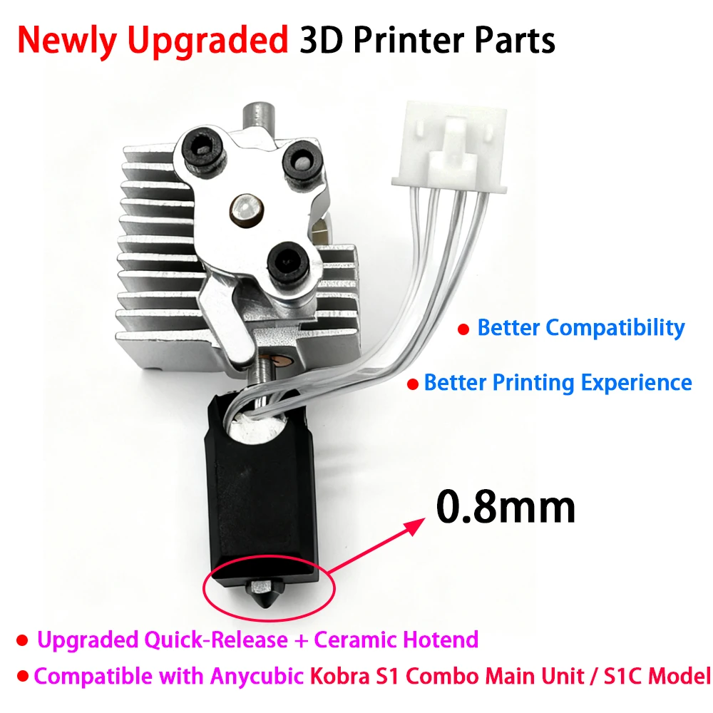 

Newly Upgraded 3D Printer Parts: Quick-Release + Ceramic Hotend, Compatible with Anycubic Kobra S1 Combo Main Unit/S1C Model