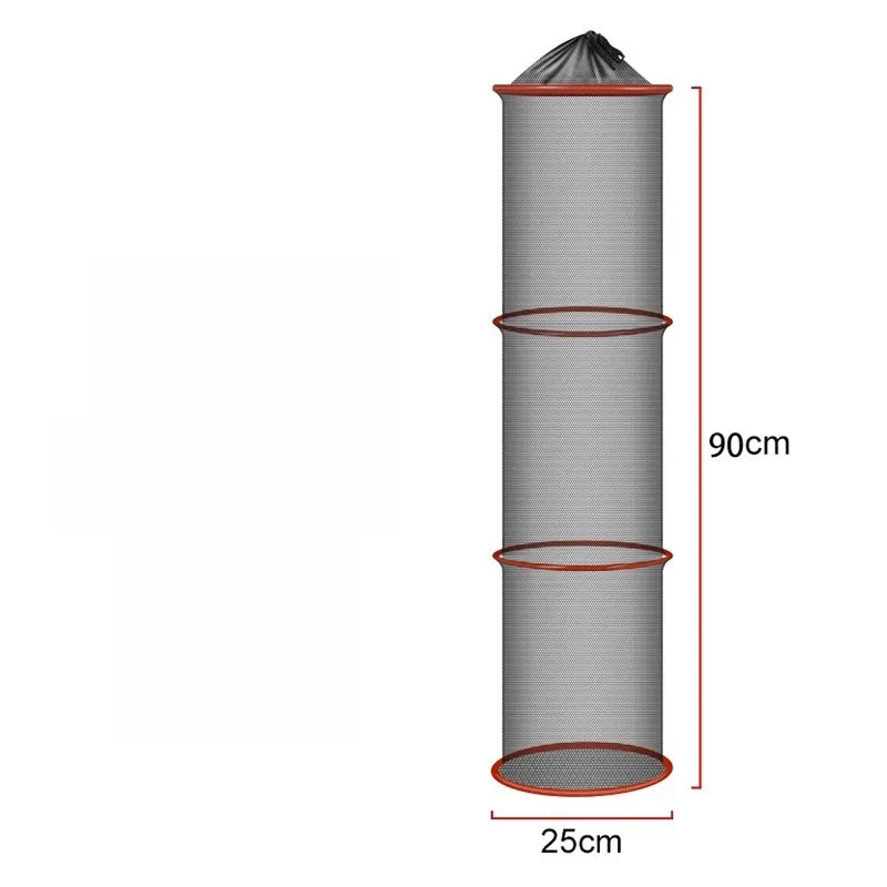 Portable Fishing Keep Net Built for Stream Conditions Fine Mesh Retention Layer with Foldable Frame and Hook Attachment Points