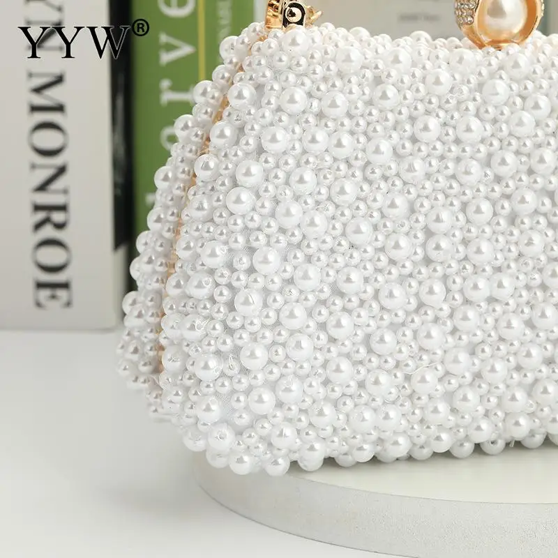 Luxury Crystal Evening Clutch Bag Lady Elegant Wedding Purse New Women Plastic Pearl Handbags Party Dinner Bling Shoulder Bags