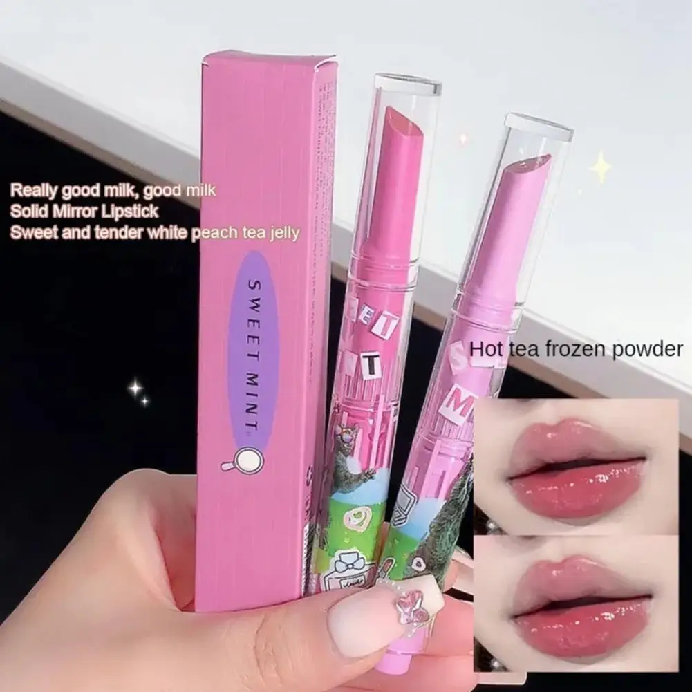 Brillo de labios de agua de espejo de amor de flores para mujer, vidrio brillante, lápiz labial en forma de corazón de amor, resistente al agua, gelatina de cristal, Gl H0s4