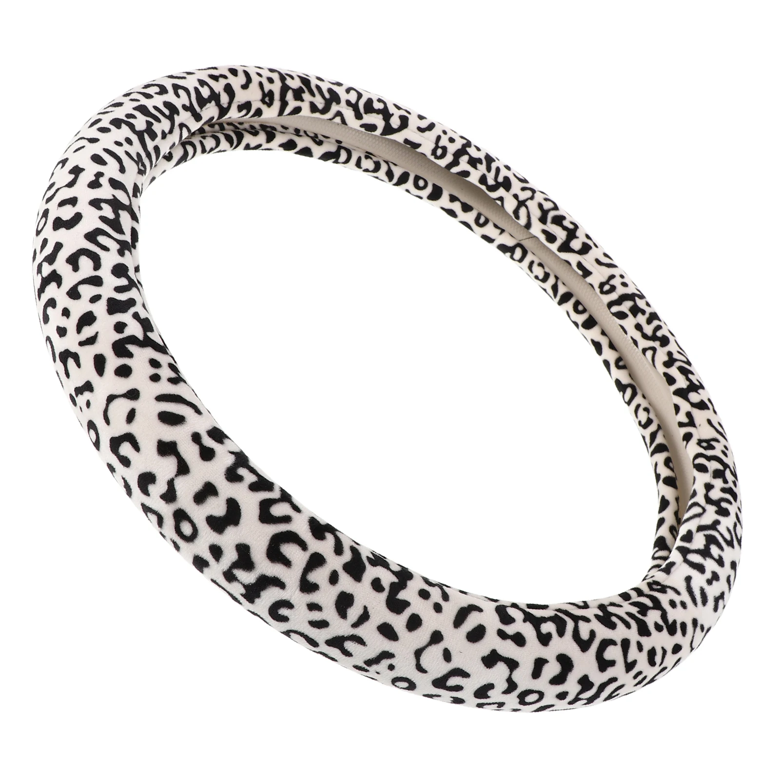 

Warm Steering Wheel Cover Universal Non Slip Car Steering Wrap Sweat Absorbent Leopard Print Winter Protective Cover