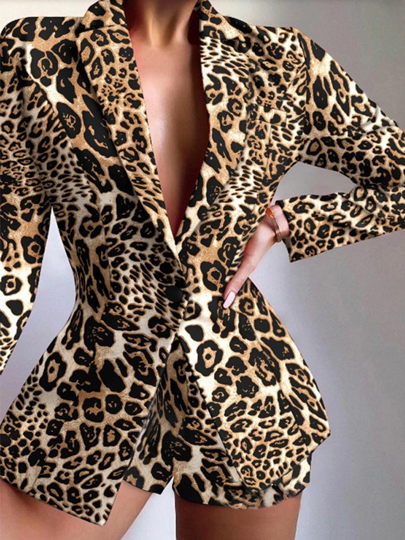 

Women's Long Sleeve Shawl Collar Blazer Casual Plain One Button Office Lady Top Autumn Fashion Decent