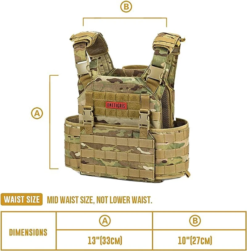 Imagem -06 - Onetigris-tactical Multicam Combat Vest Molle Afpc Airsoft Paintball Transportadora Placa Protetora de Peito