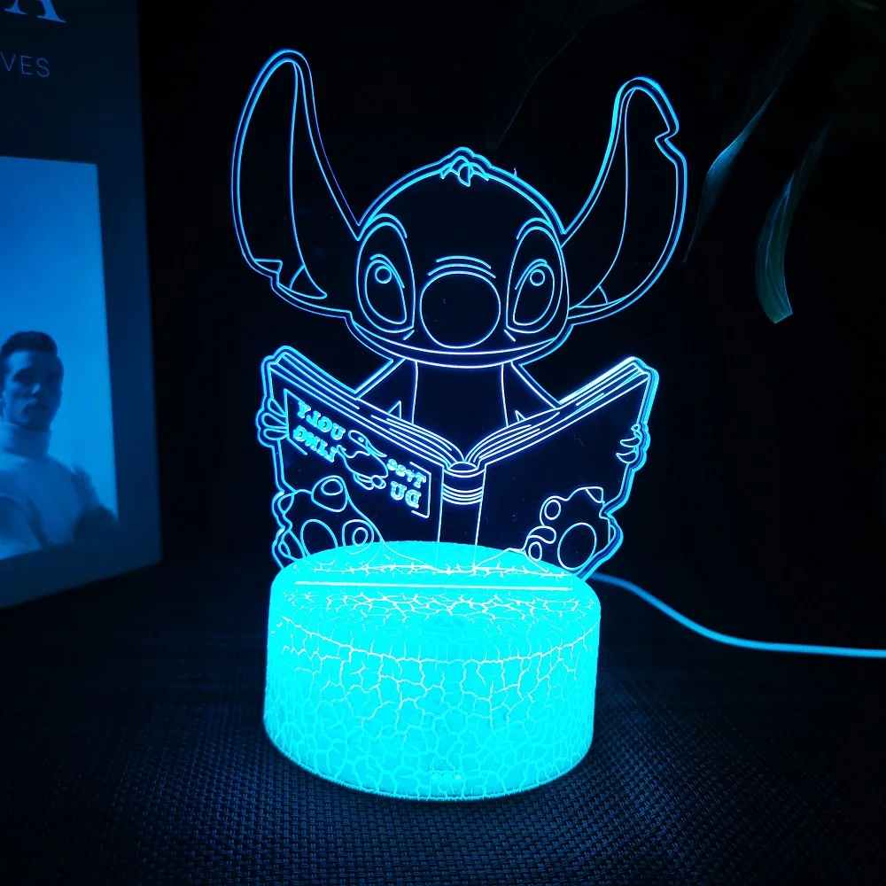 Ange & stitch 3D night light with colour changing acrylic rgb led gadget light for kids room decoration, gift for boys and girls