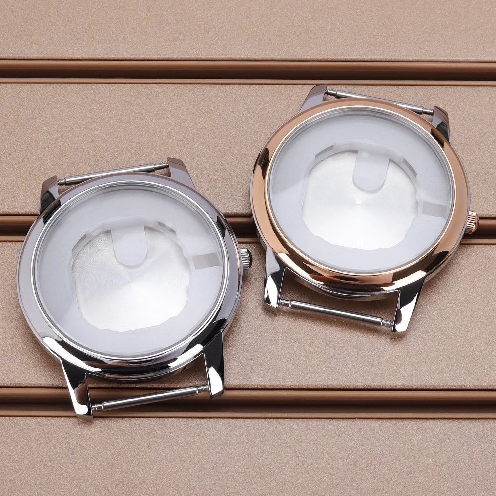 فضي/فضي الذهب 43.3 مللي متر غواص مصقول ساعة حافظة 316L أجزاء الصلب لحركات 1L45/GM10 36 مللي متر-36.5 مللي متر ساعة مزدوجة اكسسوارات #1