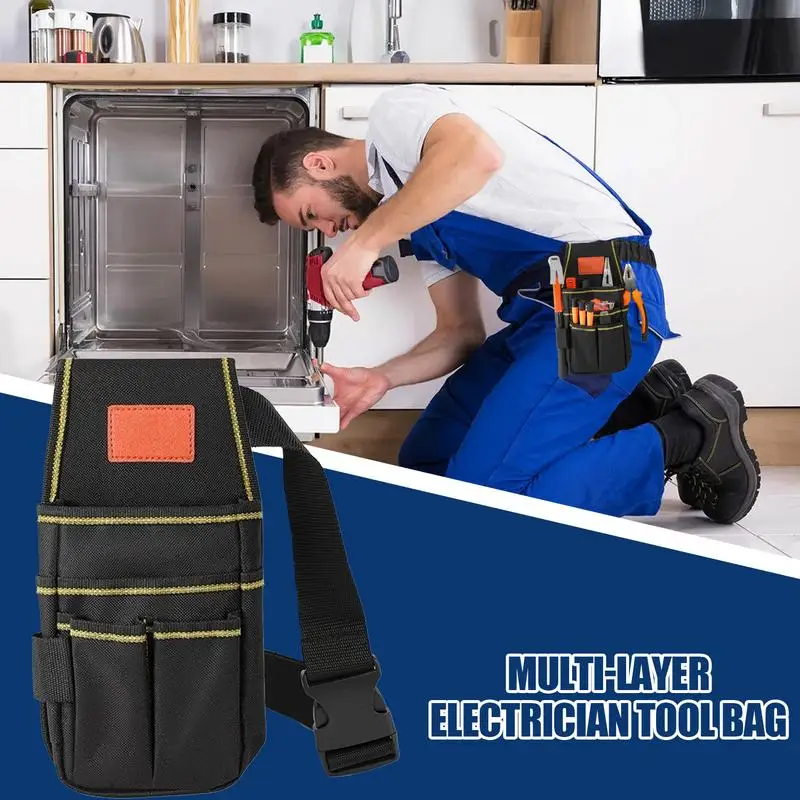 

Electrical Tool Bag Heavy Duty Tool Pouch Heavy-Duty Thicken Adjustable Organizer For Construction Automotive Repair Industrial