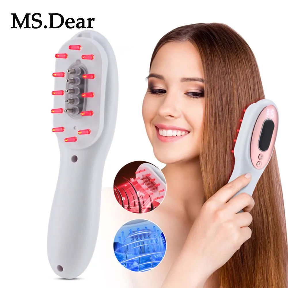 

Electric Vibration Massage Comb Nourishing Scalp Massage Brush Liquid Oil Applicator Red Blue Light Head Massager Anti-Hair Loss