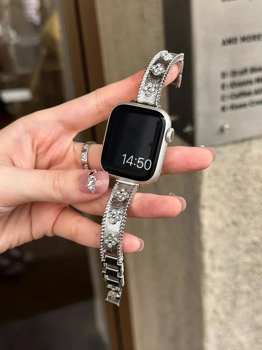 لطيفة بلينغ سوار معدني لساعة أبل الفرقة رابط النساء سلسلة 8/7/6/10/9 40 مللي متر 41 مللي متر 38 مللي متر 42 مللي متر 44 مللي متر 45 مللي متر 46 مللي متر حزام #4