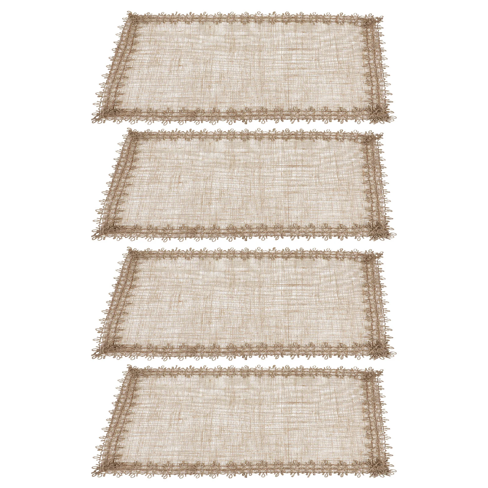 4 قطعة المفارش الخيش 45x30 سنتيمتر أنيقة شرابة حافة الجدول المفارش مقاومة للحرارة والبقع التدريع الكتان تحديد الموقع ديكور #6