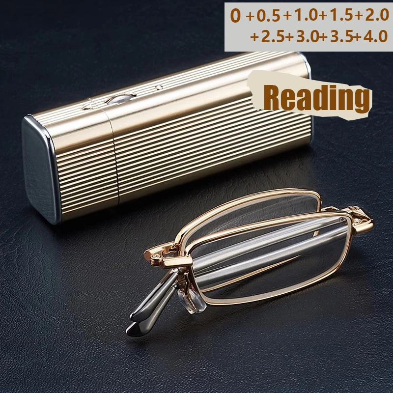 Neue Herren-Lesebrille, modisch, hochauflösend, ultraleicht, praktisch, faltbar, Retro-Vintage-Lesebrille 812