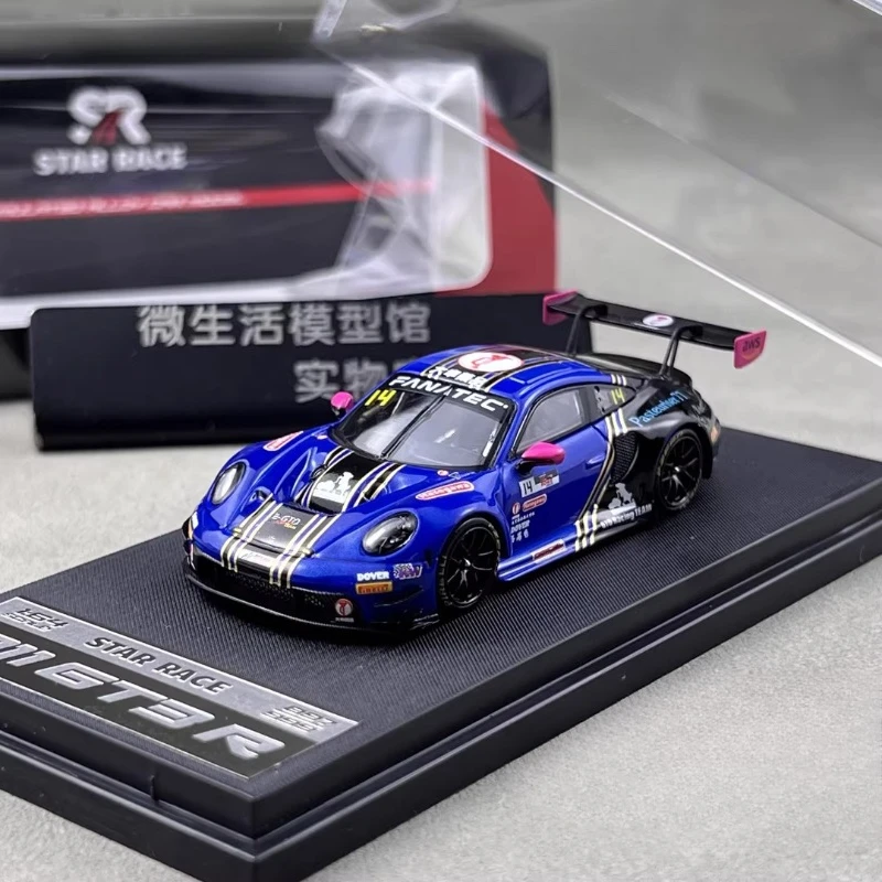1-64スケール、ブルーカラーの911-gt3-r、すぐに発送可能、合金ダイキャスト製ミニチュアレプリカカー、コレクションやギフト用。