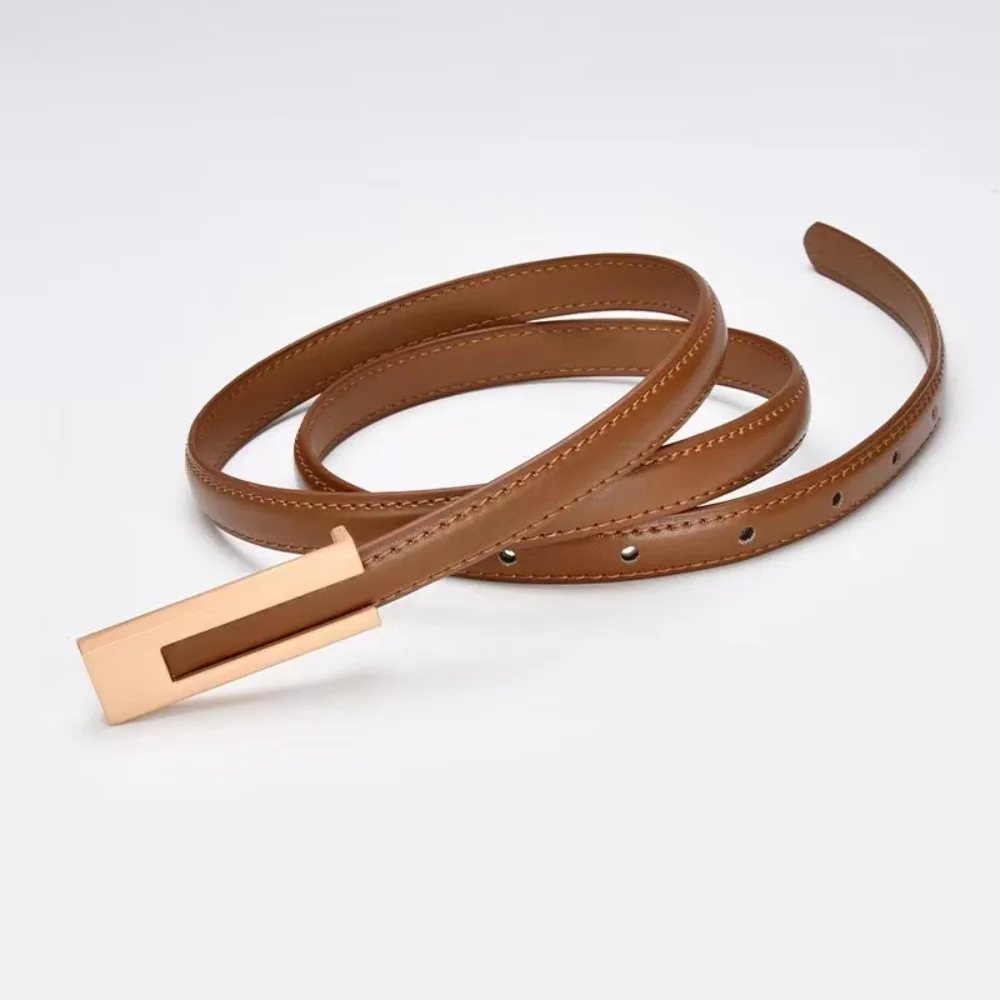 여성용 합금 버클 허리 벨트, Pu 가죽, 얇은 원피스 코트, 장식 허리띠, 조절 가능한 스키니 허리 스트랩, 패션