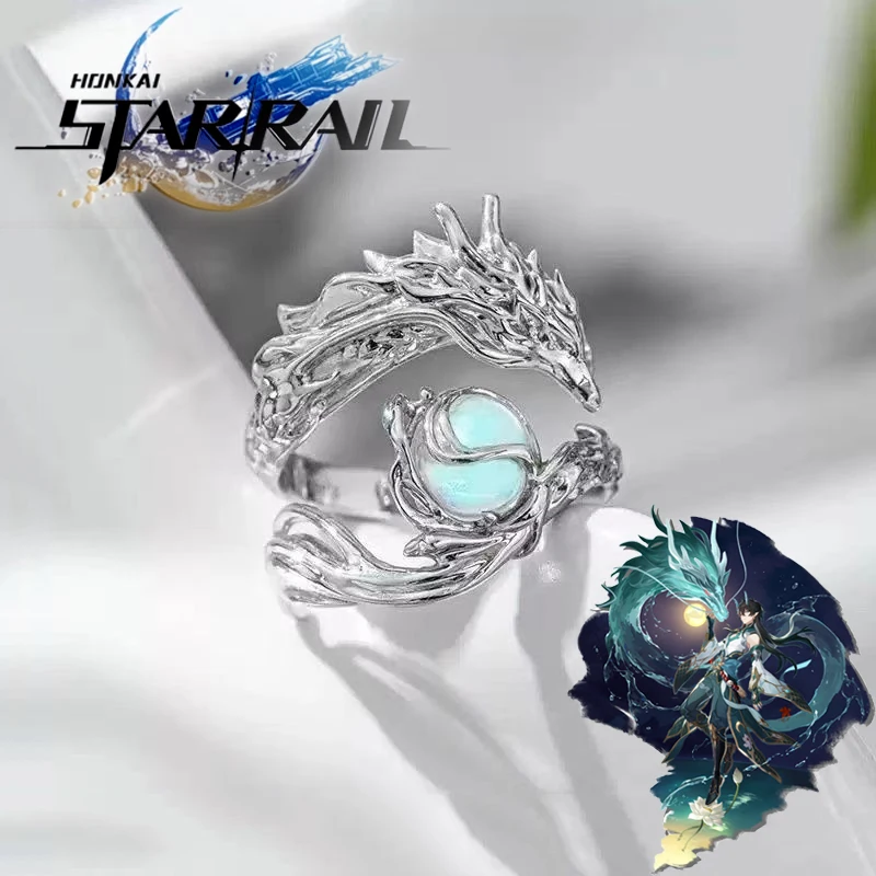 Game Honkai Star Rail Dan Heng Imbibitor Lunae Cosplay Ring Unisex Opening Adjustable Ring Jewelry Accessory Ornament Prop