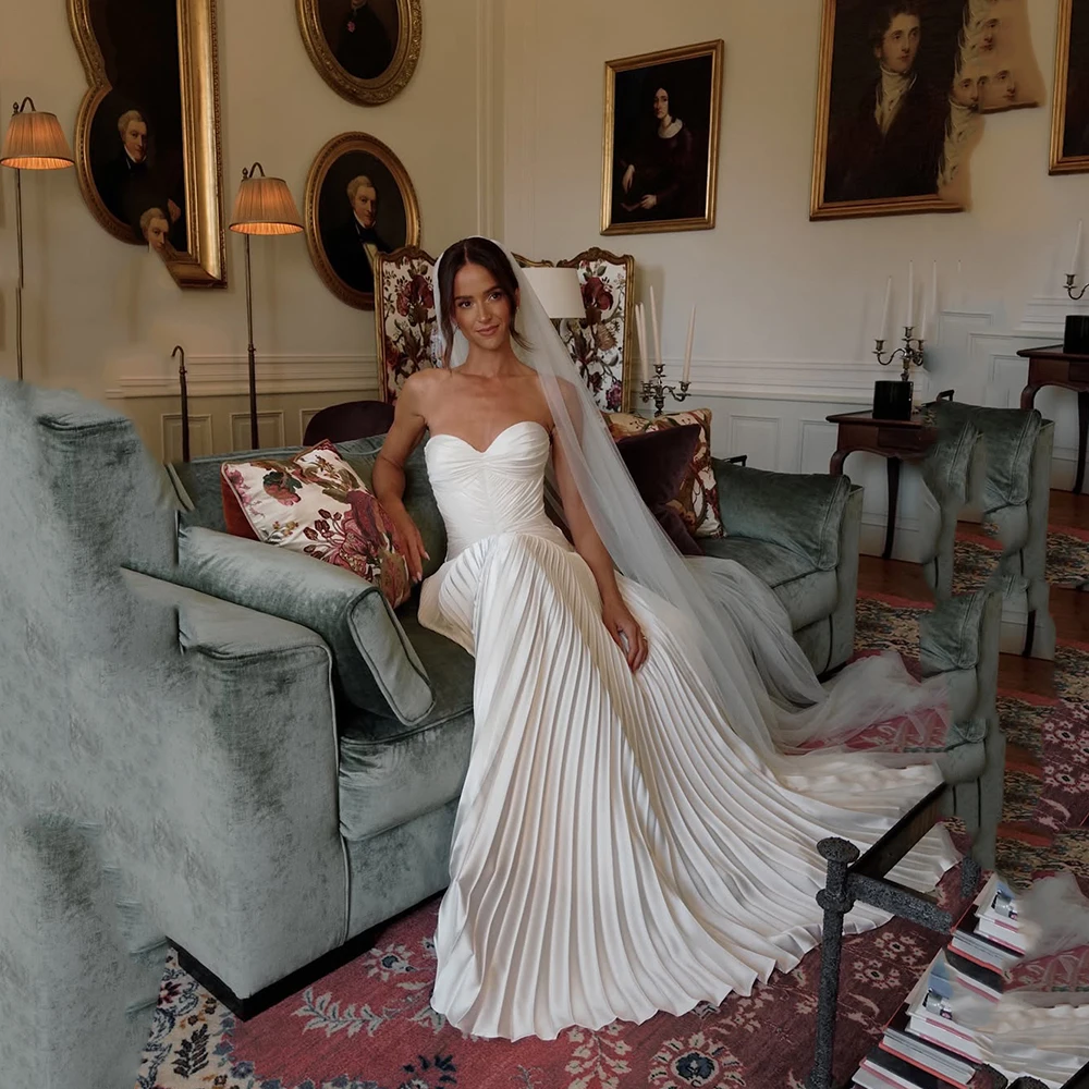 

Verngo lvory Crepe Wedding Dresses Sweetheart A Line Bridal Gowns Women Elegant Classy Bride Dresses Customized