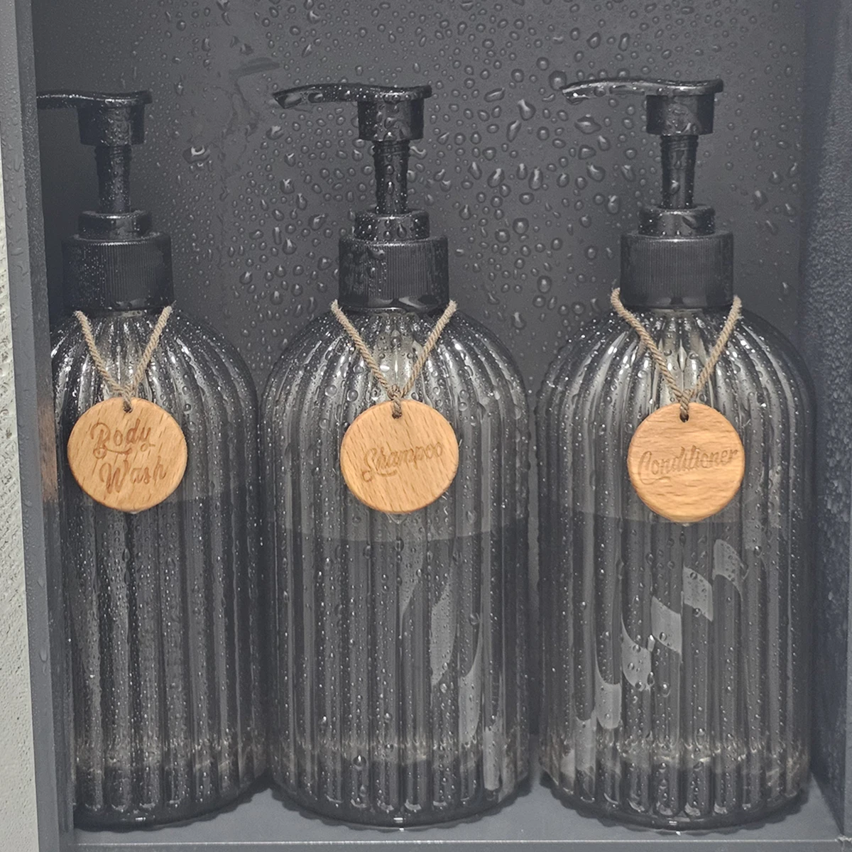 Bottiglie con pompa per sapone da 3 pezzi, dispenser per shampoo e balsamo ricaricabili da 16,9 once, elegante decorazione per la casa, ideale per il bagno