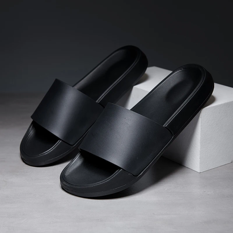 Summer Mens Anti Slip Soft EVA Slippers Men Slides Slippers Black Cheap Lightweight Comfortable Slipper Big Size 46 47 48