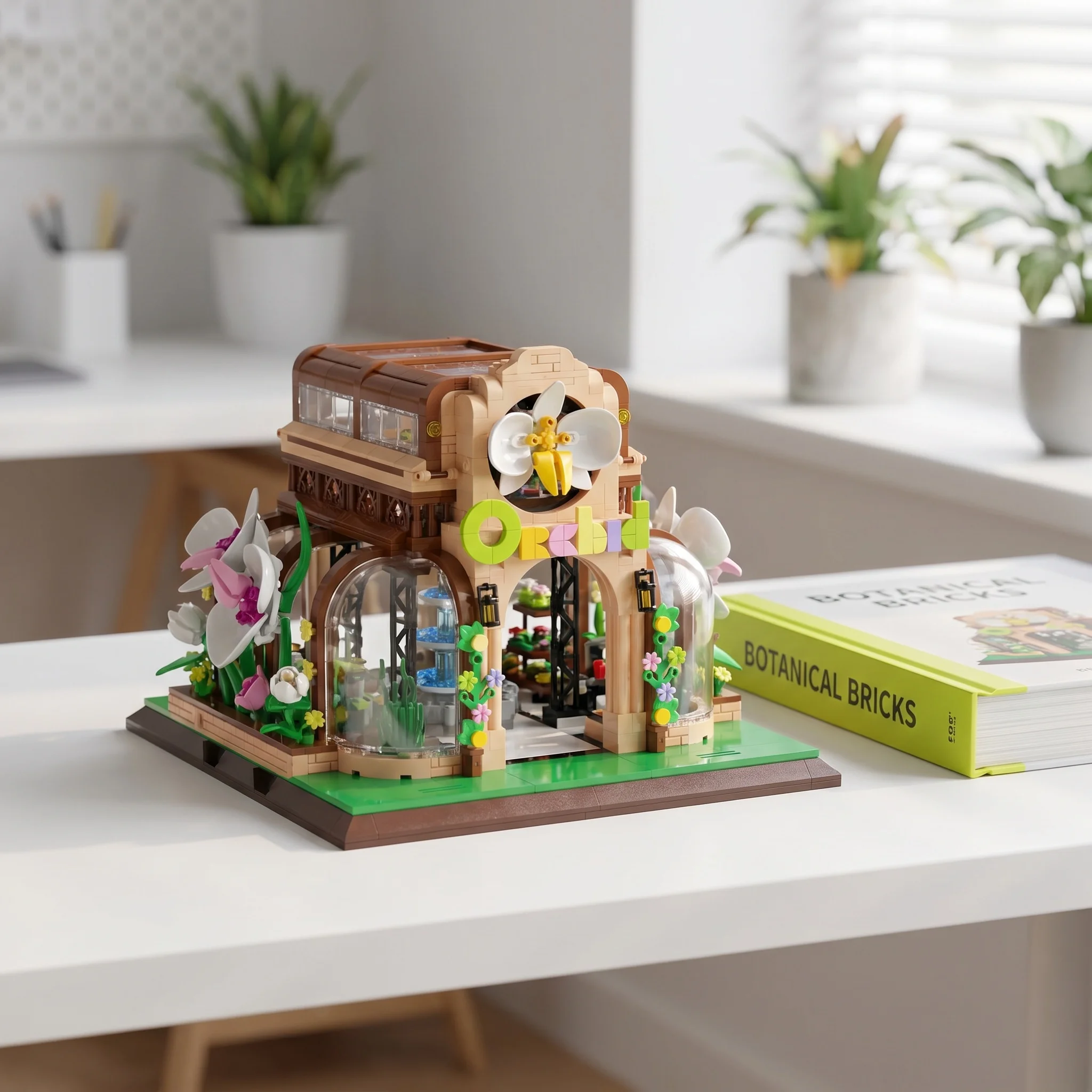 

Transparent Orchid Greenhouse Building Blocks 2018PCS City Street Floral Shop Model Bricks Desktop Ornament DIY Holiday Gift
