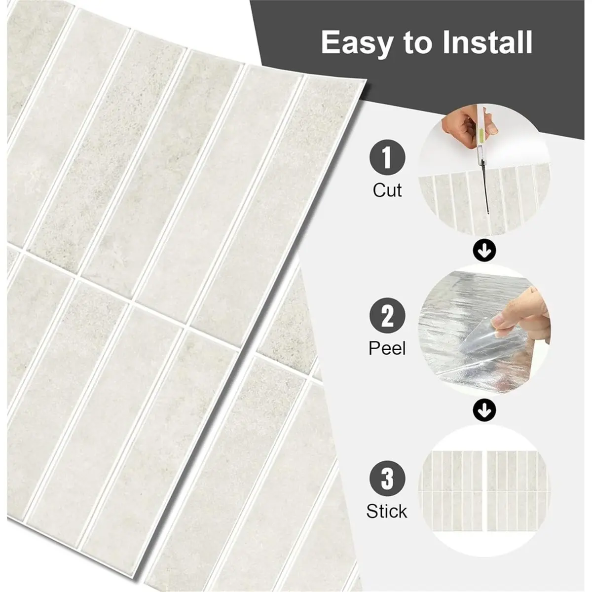 A1820K 10 Sheets Thicker Design Peel and Stick Backsplash for Kitchen and Bathroom, 11.8