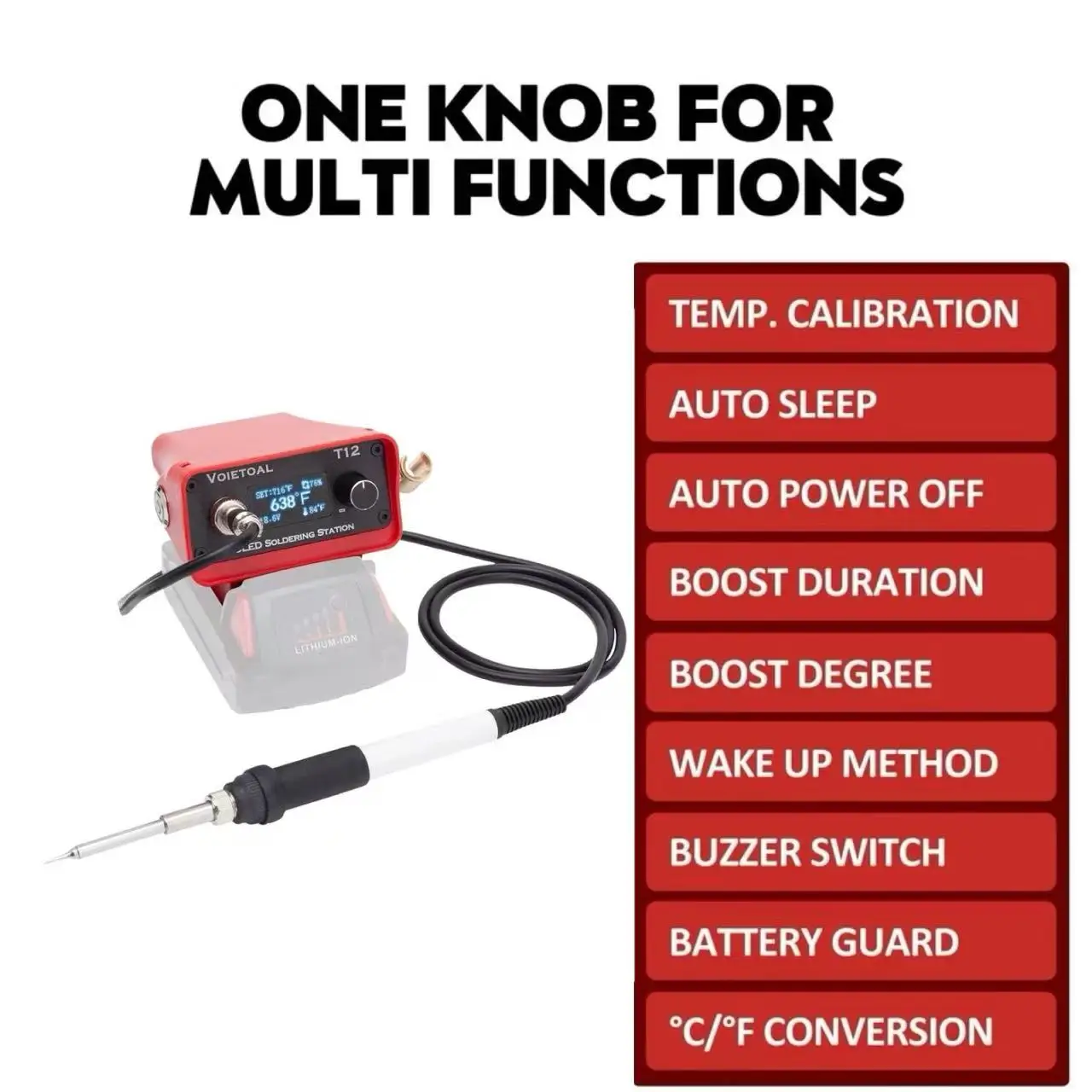 

Портативная беспроводная паяльная станция с жалом T12 для Dewalt, Milwaukee, Ryobi, аккумулятор Bosch (без аккумулятора)