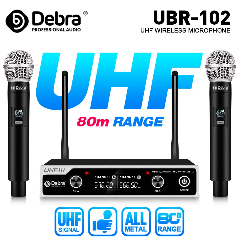 

UBR-102 Audio UHF Wireless Microphone, Handheld, Lavalier Microphone, 80m Range, for Stage, Church, Conference Lecture, Karaoke