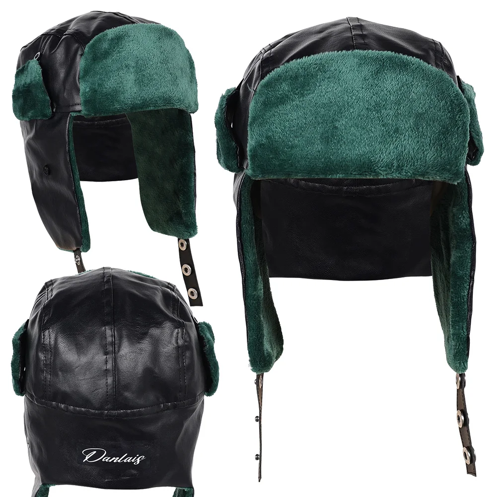 

Cartoon Zoo Clark Cosplay Hat Black Leather Green Flannel Warm Roleplay Costume Accessories Halloween Carnival Party Headwear