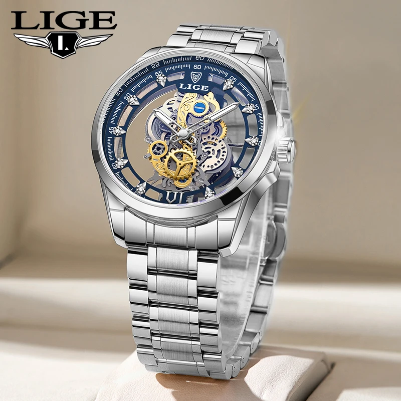 

LIGE 2024 New Quartz Wristwatches Male Automatic Business Casual Watches Men Waterproof Luxury Mens Watch Luminous Reloj Hombre