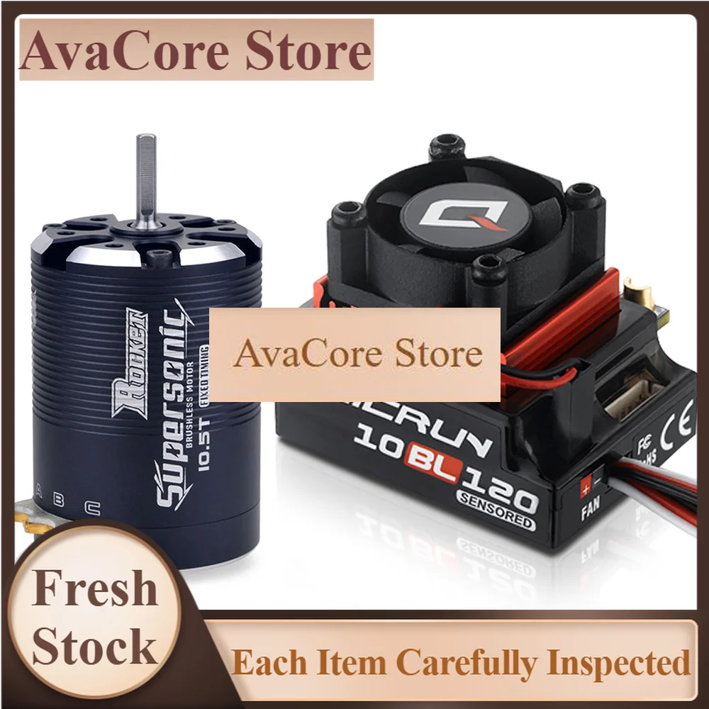 AvaCoreHobbywing 10BL120 120A ESC w/Rocket Supersonic 540 4.5T 10.5T 13.5T Motor Sensored Brushless Combo for Modified 1/10 RC C