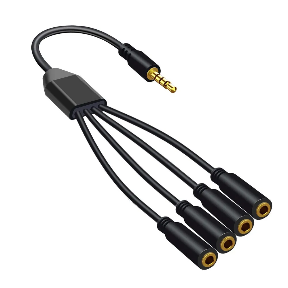 3.5mm Splitter Cable 4-Pole TRRS Male to Female 1 to 5 Way Audio Stereo Splitter Extension Cable for Headset Audio Splitter