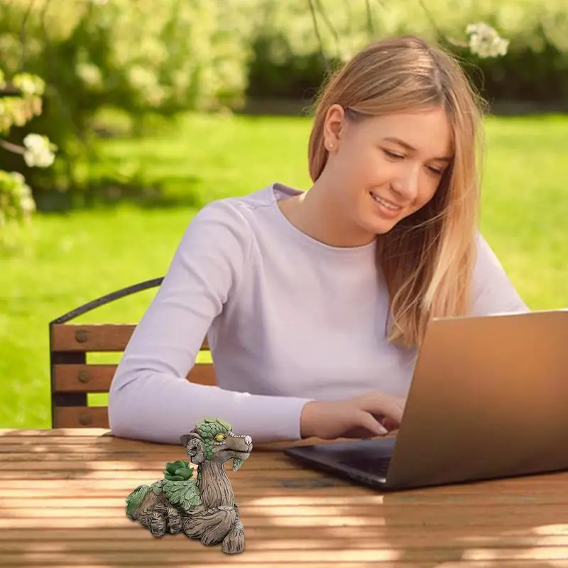 ESTATUILLA suculenta escultura de jardín de dragón chino, macetas suculentas, artesanía de resina, estatuas exteriores, maceta suculenta creativa para